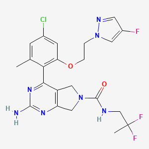 molecular formula C22H23ClF3N7O2 B567811 2-氨基-4-(4-氯-2-(2-(4-氟-1H-吡唑-1-基)乙氧基)-6-甲基苯基)-N-(2,2-二氟丙基)-5H-吡咯并[3,4-d]嘧啶-6(7H)-甲酰胺 CAS No. 1207961-33-8