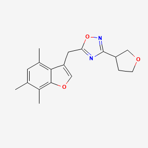 molecular formula C18H20N2O3 B5678125 3-(tetrahydrofuran-3-yl)-5-[(4,6,7-trimethyl-1-benzofuran-3-yl)methyl]-1,2,4-oxadiazole 