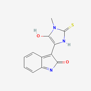 molecular formula C12H9N3O2S B5678158 3-(1-methyl-5-oxo-2-thioxo-4-imidazolidinylidene)-1,3-dihydro-2H-indol-2-one 