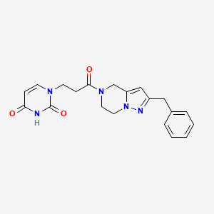 molecular formula C20H21N5O3 B5678185 1-[3-(2-benzyl-6,7-dihydropyrazolo[1,5-a]pyrazin-5(4H)-yl)-3-oxopropyl]pyrimidine-2,4(1H,3H)-dione 