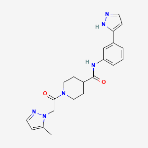 molecular formula C21H24N6O2 B5678229 1-[(5-methyl-1H-pyrazol-1-yl)acetyl]-N-[3-(1H-pyrazol-5-yl)phenyl]piperidine-4-carboxamide 