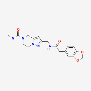 molecular formula C19H23N5O4 B5678290 2-{[(1,3-benzodioxol-5-ylacetyl)amino]methyl}-N,N-dimethyl-6,7-dihydropyrazolo[1,5-a]pyrazine-5(4H)-carboxamide 