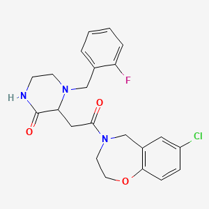 molecular formula C22H23ClFN3O3 B5678317 3-[2-(7-chloro-2,3-dihydro-1,4-benzoxazepin-4(5H)-yl)-2-oxoethyl]-4-(2-fluorobenzyl)-2-piperazinone 