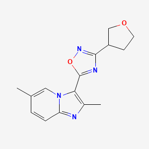 molecular formula C15H16N4O2 B5678340 2,6-dimethyl-3-[3-(tetrahydrofuran-3-yl)-1,2,4-oxadiazol-5-yl]imidazo[1,2-a]pyridine 