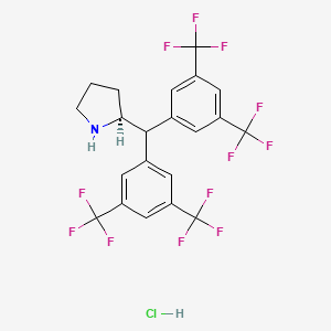 molecular formula C21H16ClF12N B567837 (S)-2-{Bis[3,5-bis(trifluoromethyl)phenyl]methyl}pyrrolidine hydrochloride CAS No. 1217464-23-7