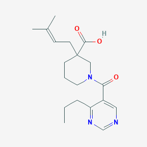 molecular formula C19H27N3O3 B5678436 3-(3-methyl-2-buten-1-yl)-1-[(4-propyl-5-pyrimidinyl)carbonyl]-3-piperidinecarboxylic acid 