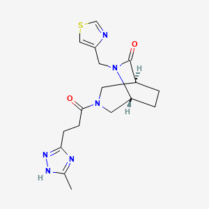 molecular formula C17H22N6O2S B5678474 (1S*,5R*)-3-[3-(5-methyl-1H-1,2,4-triazol-3-yl)propanoyl]-6-(1,3-thiazol-4-ylmethyl)-3,6-diazabicyclo[3.2.2]nonan-7-one 