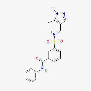 molecular formula C19H20N4O3S B5678526 3-({[(1,5-dimethyl-1H-pyrazol-4-yl)methyl]amino}sulfonyl)-N-phenylbenzamide 