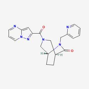 molecular formula C20H20N6O2 B5678528 (1S*,5R*)-3-(pyrazolo[1,5-a]pyrimidin-2-ylcarbonyl)-6-(pyridin-2-ylmethyl)-3,6-diazabicyclo[3.2.2]nonan-7-one 