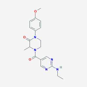 molecular formula C19H23N5O3 B5678538 4-{[2-(ethylamino)-5-pyrimidinyl]carbonyl}-1-(4-methoxyphenyl)-3-methyl-2-piperazinone 