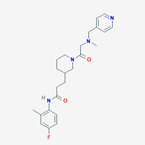 molecular formula C24H31FN4O2 B5678586 N-(4-fluoro-2-methylphenyl)-3-{1-[N-methyl-N-(4-pyridinylmethyl)glycyl]-3-piperidinyl}propanamide 