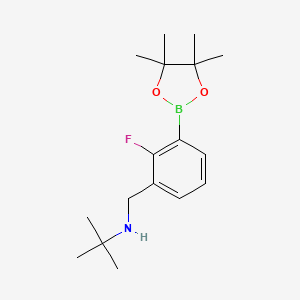 molecular formula C17H27BFNO2 B567859 N-(2-Fluoro-3-(4,4,5,5-tetramethyl-1,3,2-dioxaborolan-2-yl)benzyl)-2-methylpropan-2-amine CAS No. 1256360-52-7