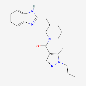 molecular formula C21H27N5O B5678591 2-({1-[(5-methyl-1-propyl-1H-pyrazol-4-yl)carbonyl]-3-piperidinyl}methyl)-1H-benzimidazole 