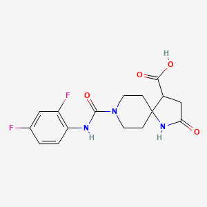 molecular formula C16H17F2N3O4 B5678673 8-{[(2,4-difluorophenyl)amino]carbonyl}-2-oxo-1,8-diazaspiro[4.5]decane-4-carboxylic acid 