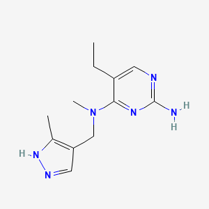 molecular formula C12H18N6 B5678721 5-ethyl-N~4~-methyl-N~4~-[(3-methyl-1H-pyrazol-4-yl)methyl]pyrimidine-2,4-diamine 