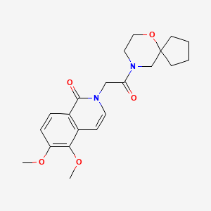 molecular formula C21H26N2O5 B5678765 5,6-dimethoxy-2-[2-(6-oxa-9-azaspiro[4.5]dec-9-yl)-2-oxoethyl]isoquinolin-1(2H)-one 