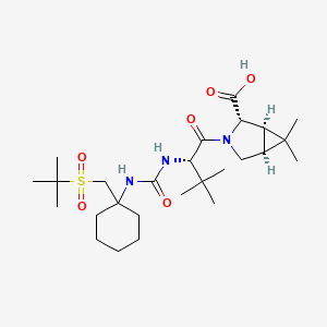 molecular formula C26H45N3O6S B567878 (1R,2S,5S)-3-((S)-2-(3-(1-(叔丁基磺酰甲基)环己基)脲基)-3,3-二甲基丁酰基)-6,6-二甲基-3-氮杂双环[3.1.0]己烷-2-羧酸 CAS No. 1229337-32-9