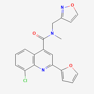 molecular formula C19H14ClN3O3 B5678799 8-chloro-2-(2-furyl)-N-(3-isoxazolylmethyl)-N-methyl-4-quinolinecarboxamide 