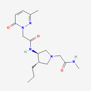 molecular formula C17H27N5O3 B5678830 N-{rel-(3R,4S)-1-[2-(methylamino)-2-oxoethyl]-4-propyl-3-pyrrolidinyl}-2-(3-methyl-6-oxo-1(6H)-pyridazinyl)acetamide hydrochloride 