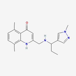 5,8-dimethyl-2-({[1-(1-methyl-1H-pyrazol-4-yl)propyl]amino}methyl)quinolin-4-ol