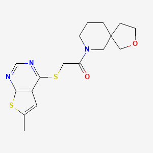 molecular formula C17H21N3O2S2 B5678904 7-{[(6-methylthieno[2,3-d]pyrimidin-4-yl)thio]acetyl}-2-oxa-7-azaspiro[4.5]decane 