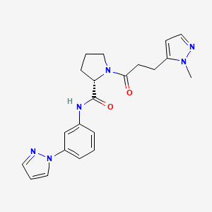 molecular formula C21H24N6O2 B5678930 1-[3-(1-methyl-1H-pyrazol-5-yl)propanoyl]-N-[3-(1H-pyrazol-1-yl)phenyl]-L-prolinamide 
