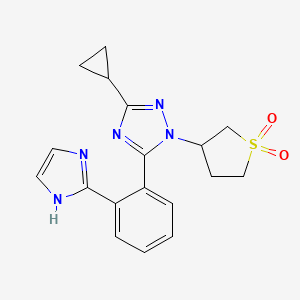 molecular formula C18H19N5O2S B5678933 3-cyclopropyl-1-(1,1-dioxidotetrahydro-3-thienyl)-5-[2-(1H-imidazol-2-yl)phenyl]-1H-1,2,4-triazole 