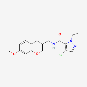 molecular formula C17H20ClN3O3 B5678943 4-chloro-1-ethyl-N-[(7-methoxy-3,4-dihydro-2H-chromen-3-yl)methyl]-1H-pyrazole-5-carboxamide 
