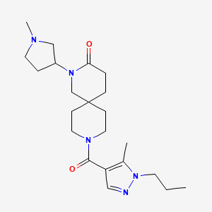 molecular formula C22H35N5O2 B5678971 9-[(5-methyl-1-propyl-1H-pyrazol-4-yl)carbonyl]-2-(1-methylpyrrolidin-3-yl)-2,9-diazaspiro[5.5]undecan-3-one 