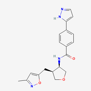 molecular formula C19H20N4O3 B5678975 N-{(3R*,4S*)-4-[(3-methylisoxazol-5-yl)methyl]tetrahydrofuran-3-yl}-4-(1H-pyrazol-3-yl)benzamide 