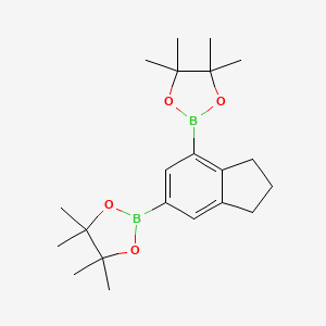 molecular formula C21H32B2O4 B567902 2,2'-(2,3-Dihydro-1H-indene-4,6-diyl)bis(4,4,5,5-tetramethyl-1,3,2-dioxaborolane) CAS No. 1218790-33-0