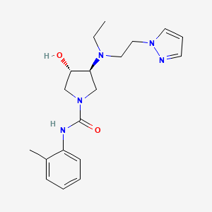 (3S*,4S*)-3-{ethyl[2-(1H-pyrazol-1-yl)ethyl]amino}-4-hydroxy-N-(2-methylphenyl)-1-pyrrolidinecarboxamide