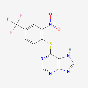 molecular formula C12H6F3N5O2S B5679058 6-{[2-nitro-4-(trifluoromethyl)phenyl]thio}-7H-purine 