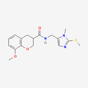 molecular formula C17H21N3O3S B5679081 8-methoxy-N-{[1-methyl-2-(methylthio)-1H-imidazol-5-yl]methyl}chromane-3-carboxamide 