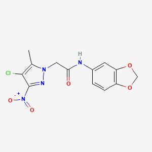 molecular formula C13H11ClN4O5 B5679090 N-1,3-benzodioxol-5-yl-2-(4-chloro-5-methyl-3-nitro-1H-pyrazol-1-yl)acetamide 