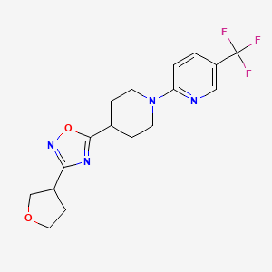 molecular formula C17H19F3N4O2 B5679098 2-{4-[3-(tetrahydrofuran-3-yl)-1,2,4-oxadiazol-5-yl]piperidin-1-yl}-5-(trifluoromethyl)pyridine 