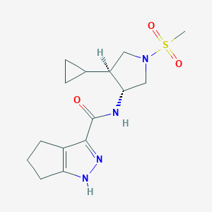 molecular formula C15H22N4O3S B5679130 N-[(3R*,4S*)-4-cyclopropyl-1-(methylsulfonyl)-3-pyrrolidinyl]-1,4,5,6-tetrahydrocyclopenta[c]pyrazole-3-carboxamide 