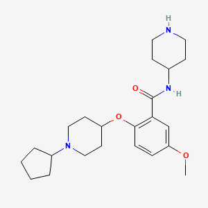 molecular formula C23H35N3O3 B5679155 2-[(1-cyclopentyl-4-piperidinyl)oxy]-5-methoxy-N-4-piperidinylbenzamide dihydrochloride 