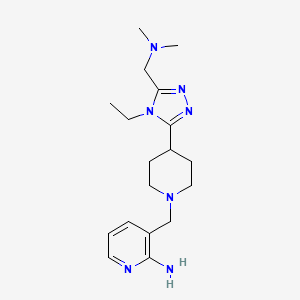 molecular formula C18H29N7 B5679171 3-[(4-{5-[(dimethylamino)methyl]-4-ethyl-4H-1,2,4-triazol-3-yl}piperidin-1-yl)methyl]pyridin-2-amine 