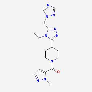 molecular formula C17H23N9O B5679180 4-[4-ethyl-5-(1H-1,2,4-triazol-1-ylmethyl)-4H-1,2,4-triazol-3-yl]-1-[(1-methyl-1H-pyrazol-5-yl)carbonyl]piperidine 
