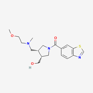 molecular formula C18H25N3O3S B5679195 ((3R*,4R*)-1-(1,3-benzothiazol-6-ylcarbonyl)-4-{[(2-methoxyethyl)(methyl)amino]methyl}pyrrolidin-3-yl)methanol 