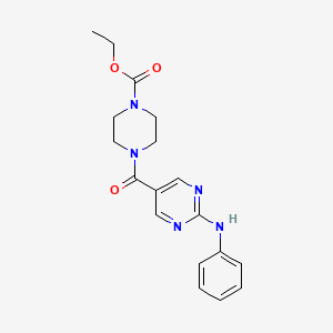 molecular formula C18H21N5O3 B5679228 ethyl 4-[(2-anilino-5-pyrimidinyl)carbonyl]-1-piperazinecarboxylate 