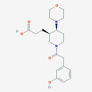 molecular formula C20H28N2O5 B5679239 3-{(3R*,4S*)-1-[(3-hydroxyphenyl)acetyl]-4-morpholin-4-ylpiperidin-3-yl}propanoic acid 