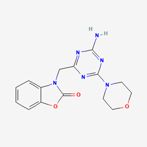 molecular formula C15H16N6O3 B5679253 3-[(4-amino-6-morpholin-4-yl-1,3,5-triazin-2-yl)methyl]-1,3-benzoxazol-2(3H)-one 
