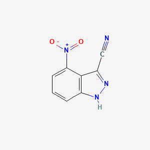 molecular formula C8H4N4O2 B567926 4-硝基-1H-吲唑-3-碳腈 CAS No. 1260386-34-2