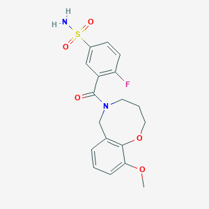 molecular formula C18H19FN2O5S B5679271 4-fluoro-3-[(10-methoxy-3,4-dihydro-2H-1,5-benzoxazocin-5(6H)-yl)carbonyl]benzenesulfonamide 
