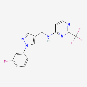 molecular formula C15H11F4N5 B5679278 N-{[1-(3-fluorophenyl)-1H-pyrazol-4-yl]methyl}-2-(trifluoromethyl)pyrimidin-4-amine 