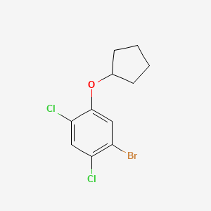 molecular formula C11H11BrCl2O B567929 1-Bromo-2,4-dichloro-5-(cyclopentyloxy)benzene CAS No. 1280786-56-2