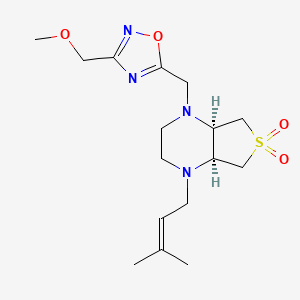 molecular formula C16H26N4O4S B5679291 (4aS*,7aR*)-1-{[3-(methoxymethyl)-1,2,4-oxadiazol-5-yl]methyl}-4-(3-methylbut-2-en-1-yl)octahydrothieno[3,4-b]pyrazine 6,6-dioxide 
