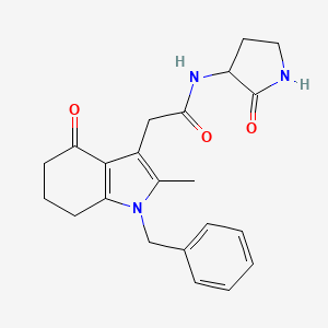 molecular formula C22H25N3O3 B5679302 2-(1-benzyl-2-methyl-4-oxo-4,5,6,7-tetrahydro-1H-indol-3-yl)-N-(2-oxopyrrolidin-3-yl)acetamide 